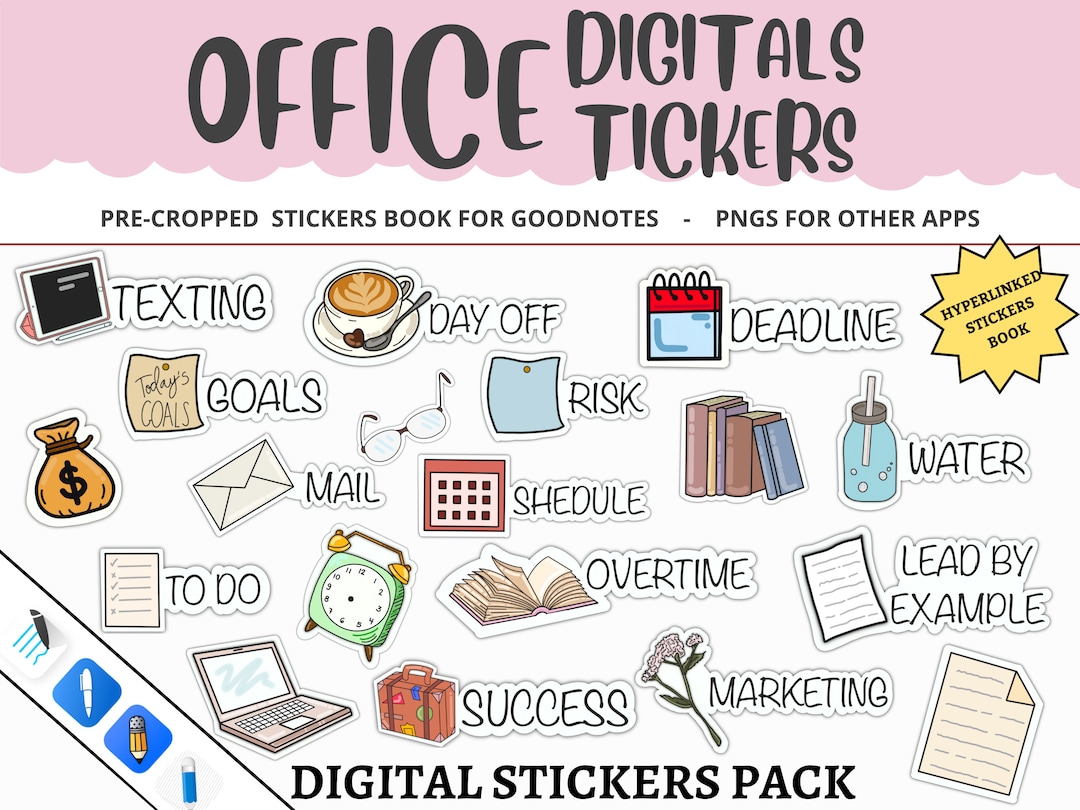OFFICE Digital Stickers for Goodnotes, Good Notes Sticker Office, Work