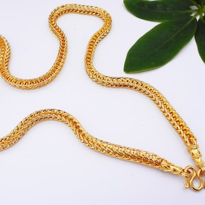 26 Inch Braid Necklace: 23K Thai Gold Plated Chain, 65 grams