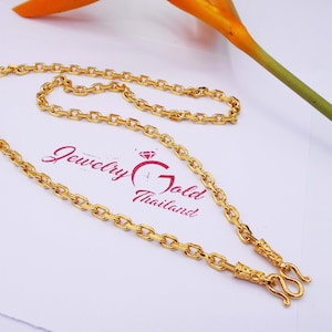 Chain Necklace Gold Chain 22K 23K 24K Thai Baht Yellow Gold Plated For Men Jewelry For Amulet Buddha Necklace 24 inch From Thailand