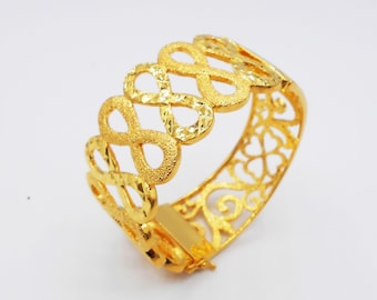Details about / Heart Drop 22K 24K Thai Style Enamel Baht Yellow Gold GP Bracelet Bangle Women
