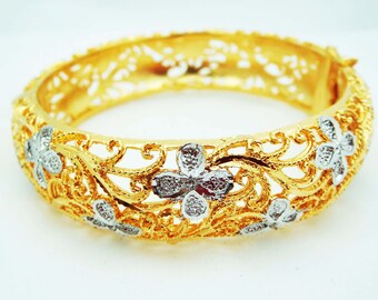 Details about / Heart Drop 22K 24K Thai Style Enamel Baht Yellow Gold GP Bracelet Bangle Women