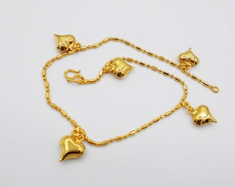 Zodiac 22K 23K 24K Thai Baht Yellow Gold GP Baby Set Anklet Bell Anklet for Child Jewellery Jewelry Gift Handmade From Thailand