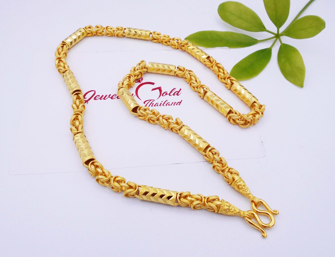 26 Inch Thai Baht Gold Plated Chain Necklace: Handmade Amulet Jewelry ...