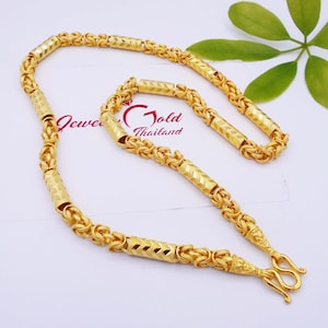 26 Inch Thai Baht Gold Plated Chain Necklace: Handmade Amulet Jewelry