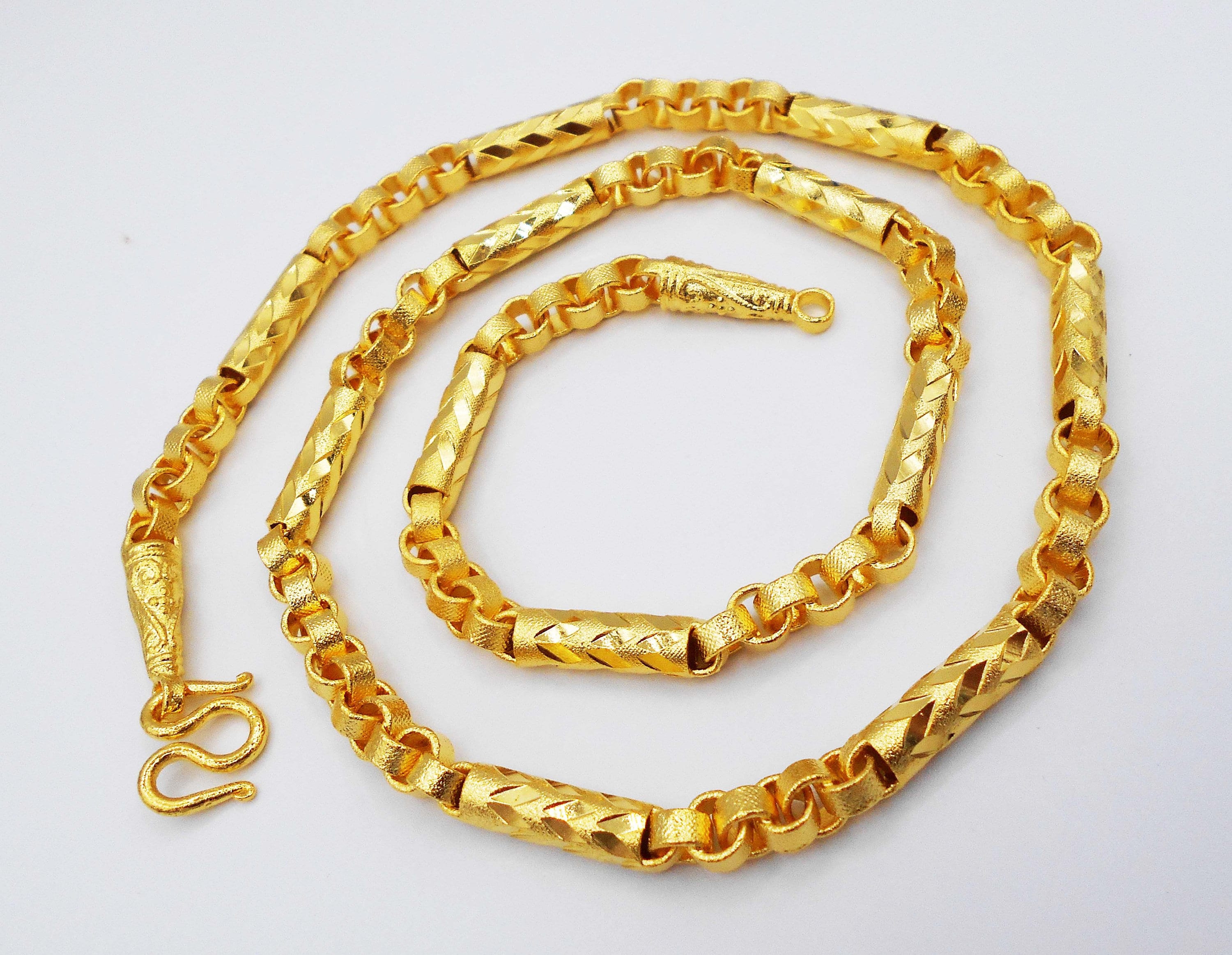 Braid Necklace 23K 24K Thai Baht Yellow Gold GP Filled  33 Gram 20 inch Jewelry 