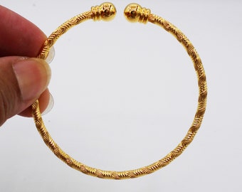 2 Items,Thai Gold Plated Bangle Bracelet: Handmade Brass Jewelry ,Delivered Duty Paid
