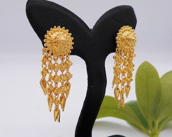 Thai Gold Plated Dangle Earrings: Handmade Wedding Jewelry