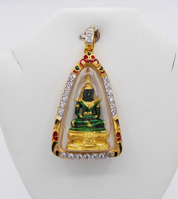 Phra Kaeo Morakot Emerald Buddha Gold Pendant Charm Thai Amulet