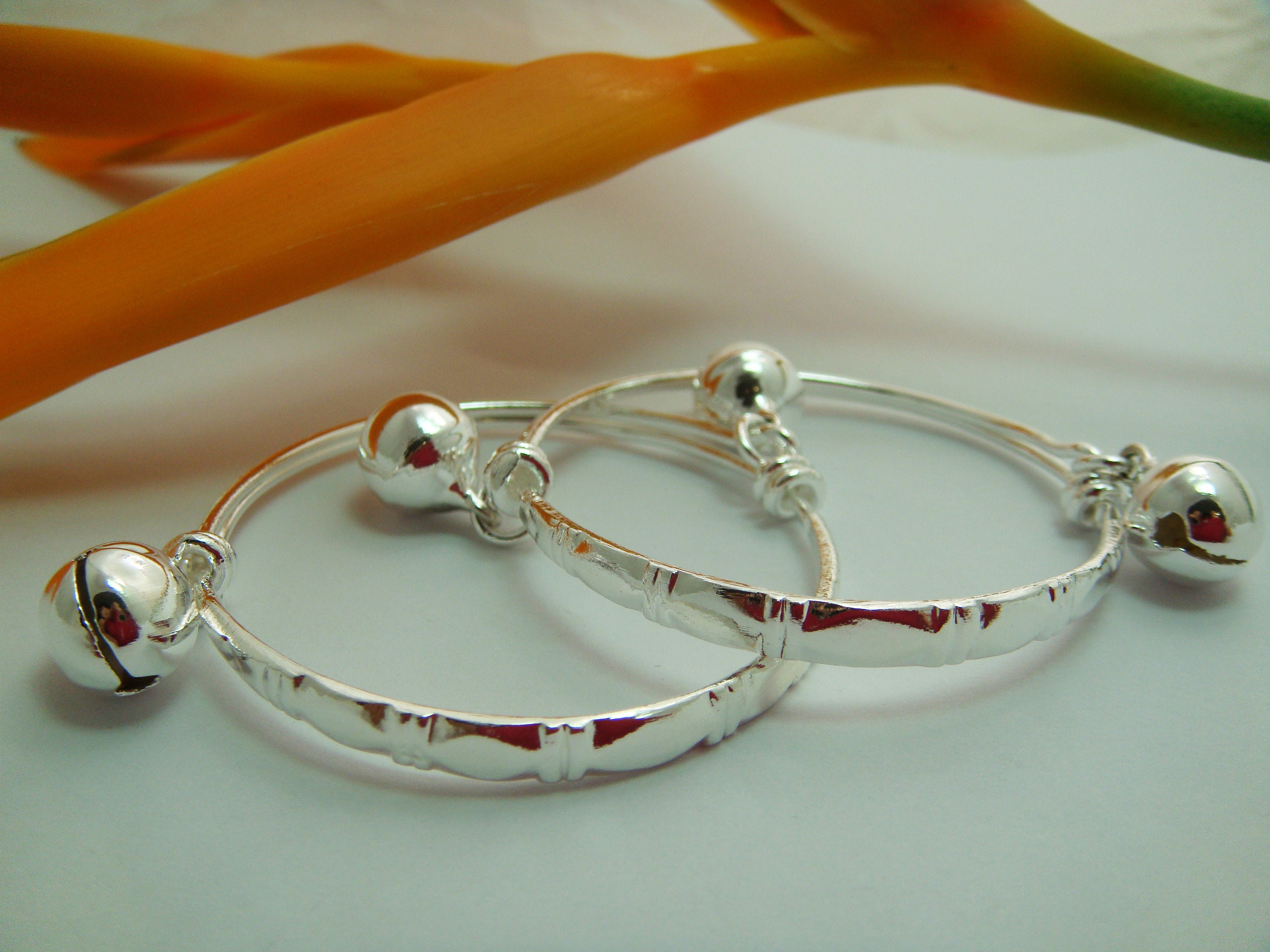 Baby Set Anklet Bell 22K 23K 24K Thai Baht White Gold Plated Etsy