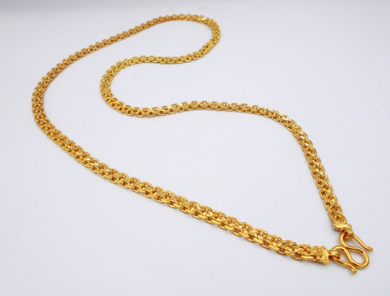 7 MM Collar Cadena de oro 22K 24K tailandés Chapado - Etsy