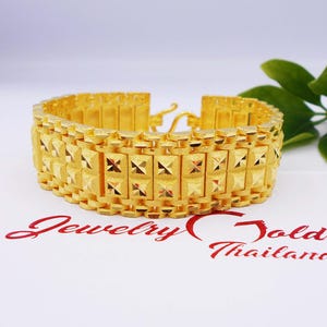 Thai Gold Plated Bangle Bracelet: Handmade Men&#39;s Jewelry
