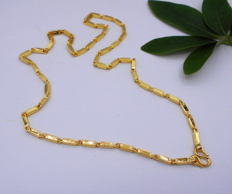 24 Inch Thai Baht Gold Plated Chain Necklace: Handmade Brass Jewelry ...