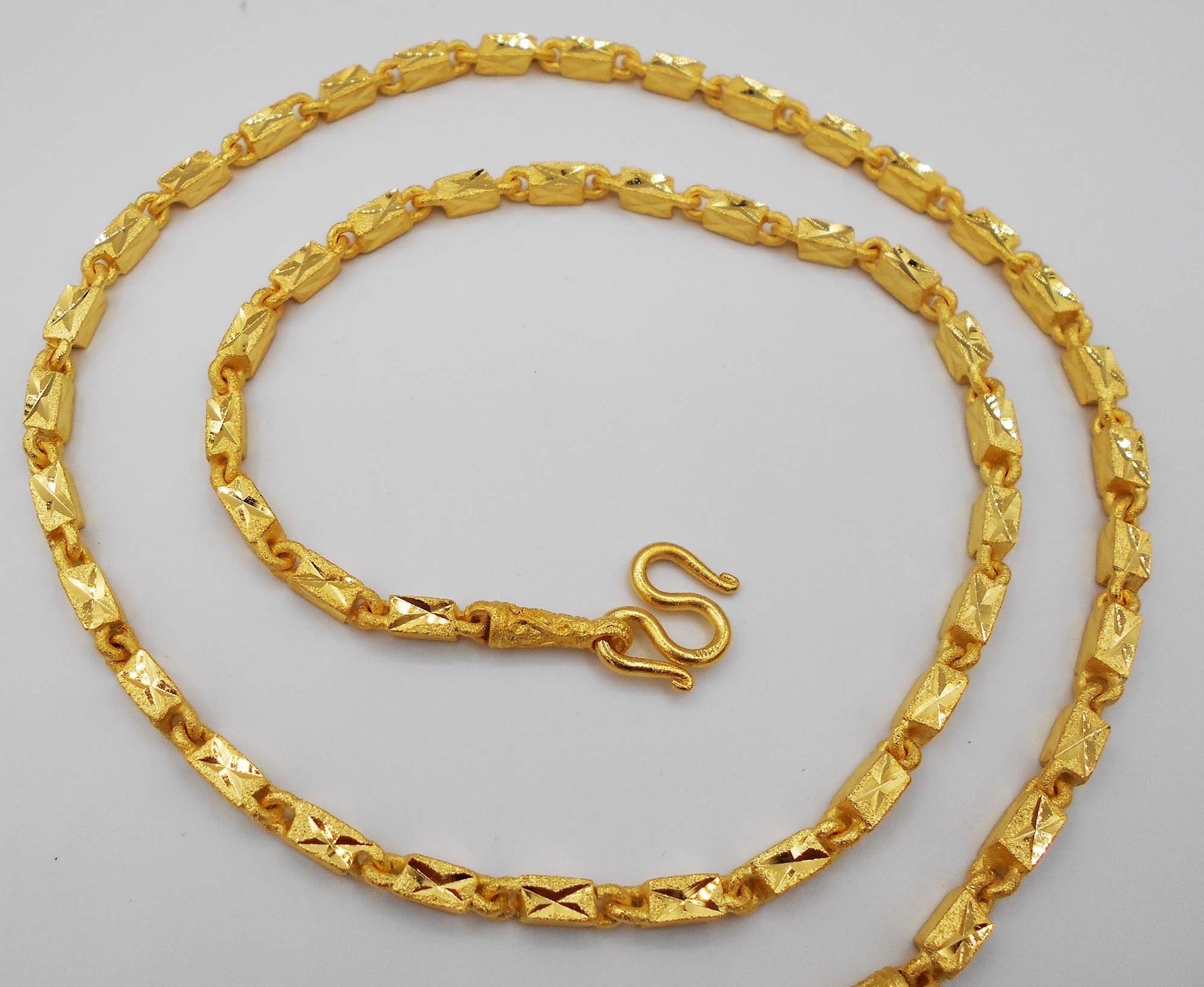 4 MM Necklace Gold Bar Chain Link 22K 23K 24K Thai Baht Yellow - Etsy