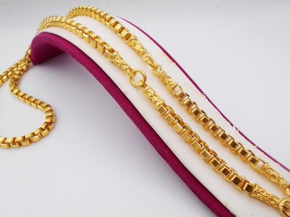 3 Hoops Necklace Gold Chain Link 26 Inch 60 Grams 22K 23K 24K