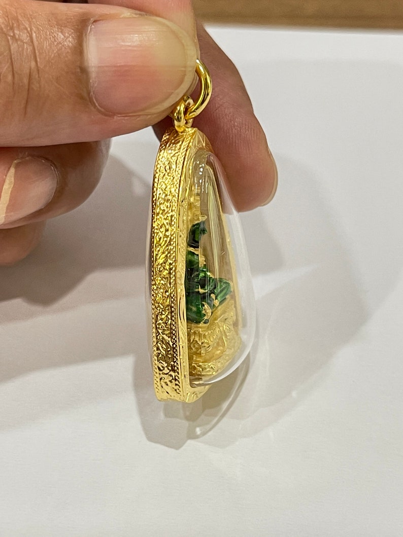 Emerald Buddha Pendant :With Case 23k Gold Plated Thai Amulet ,Delivered Duty Paid image 6