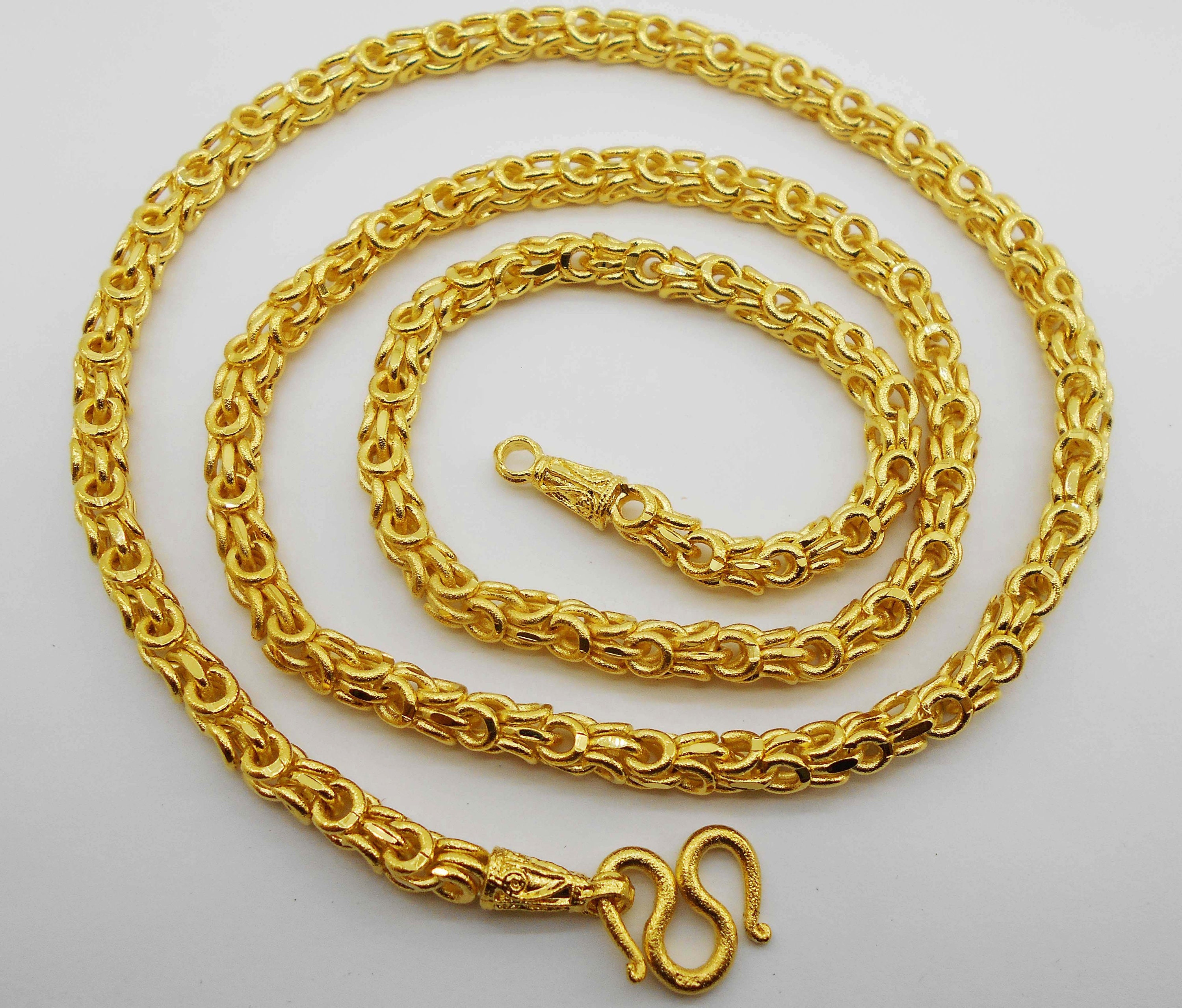 Thai Jewelry Gold Necklace Chain Link 22K 23K 24K Thai Baht Yellow