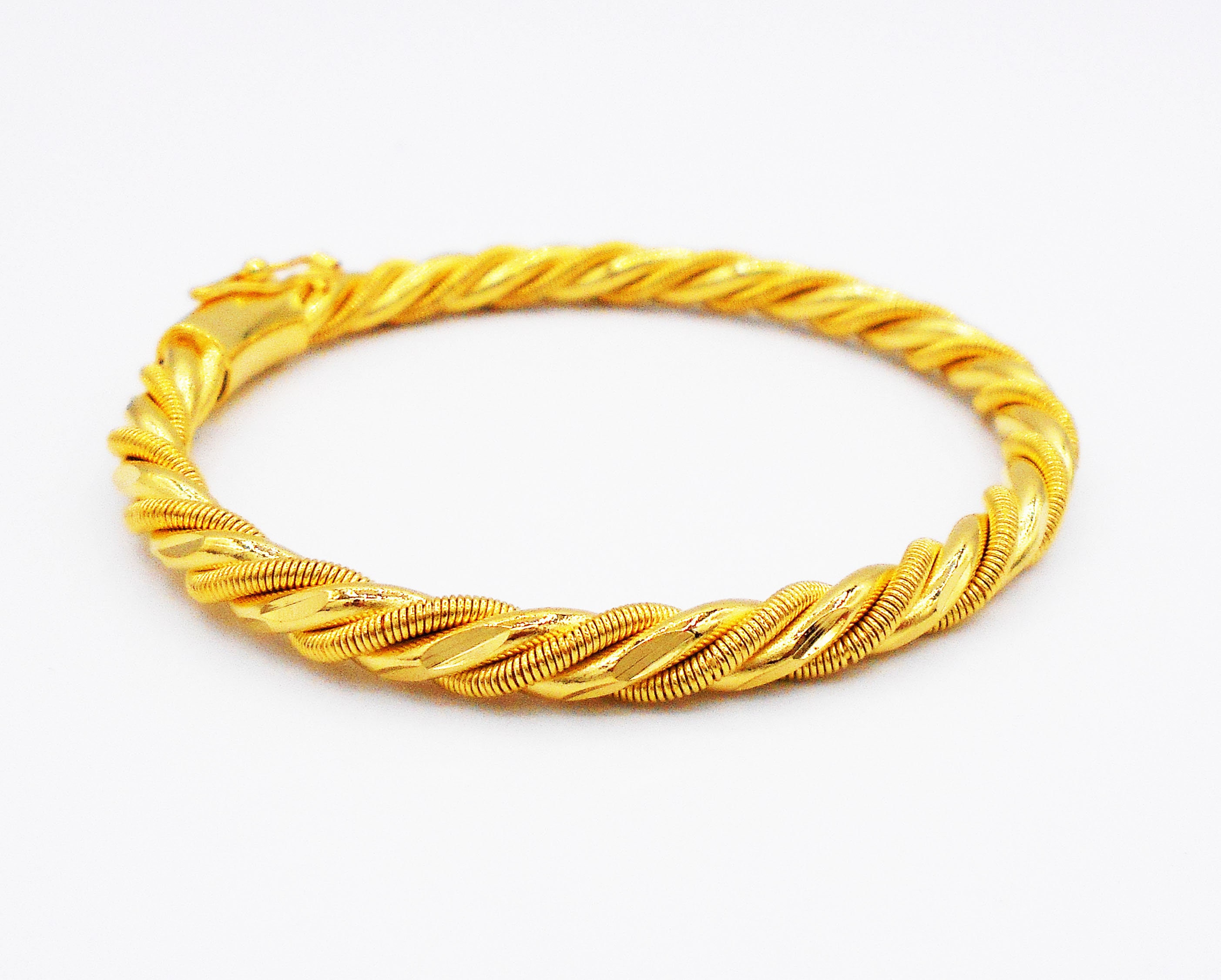 Twist Bracelet Bangle 22K 23K 24K Thai Baht Yellow Gold Plated