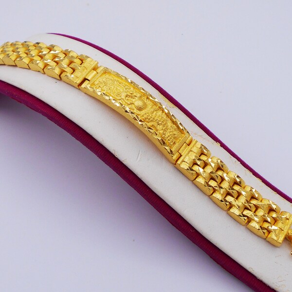 Thai Jewelry Gold Bangle Bracelet 22K 23K 24K Thai Baht Yellow Gold Plated Men's,Women Jewelry Handmade From Thailand