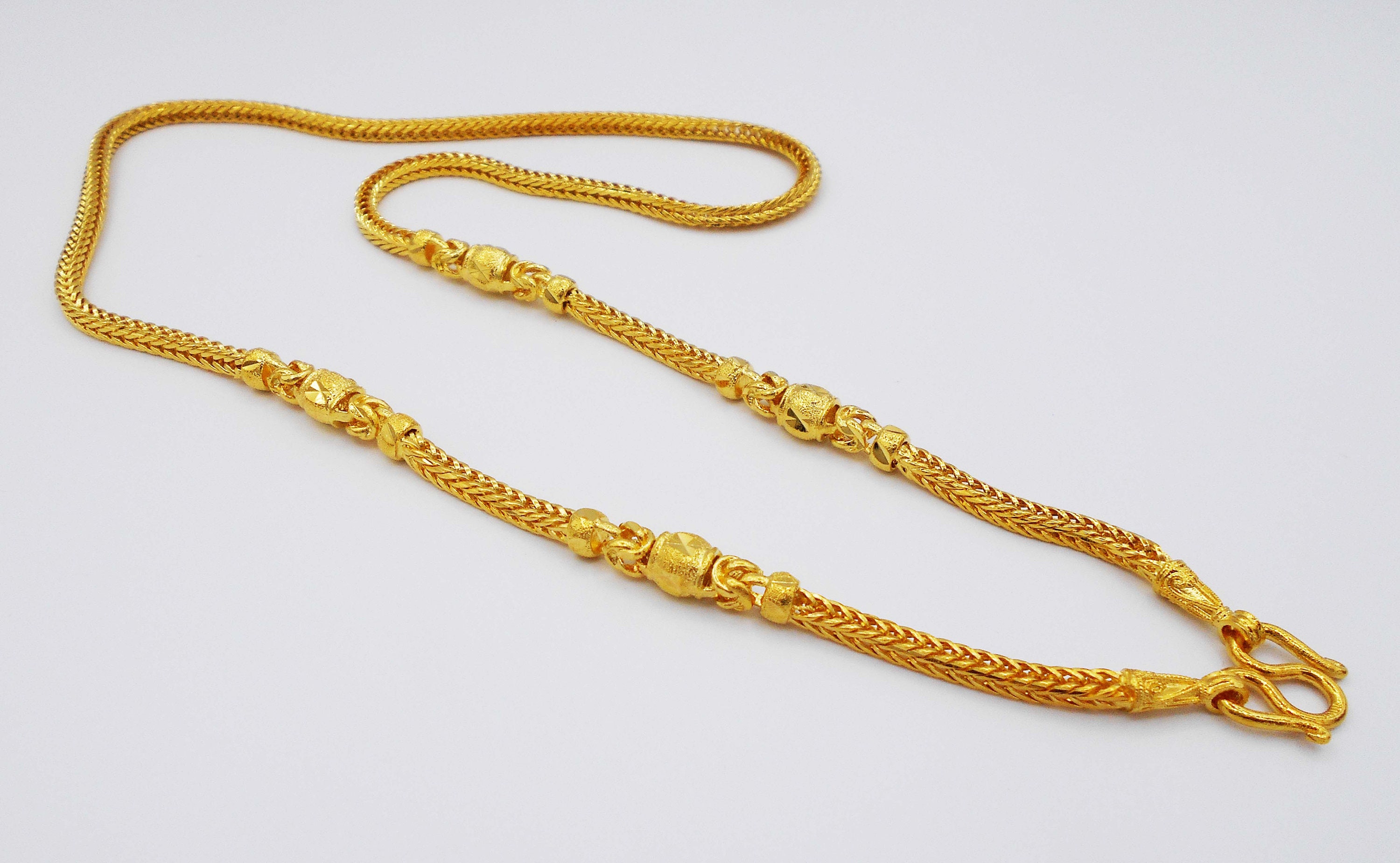 Necklace 24 Inch Gold Beaded Thai Style 22K 23K 24K Thai Baht Etsy