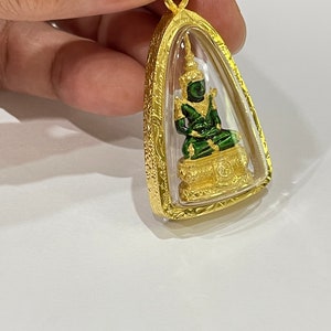Emerald Buddha Pendant :With Case 23k Gold Plated Thai Amulet ,Delivered Duty Paid image 4
