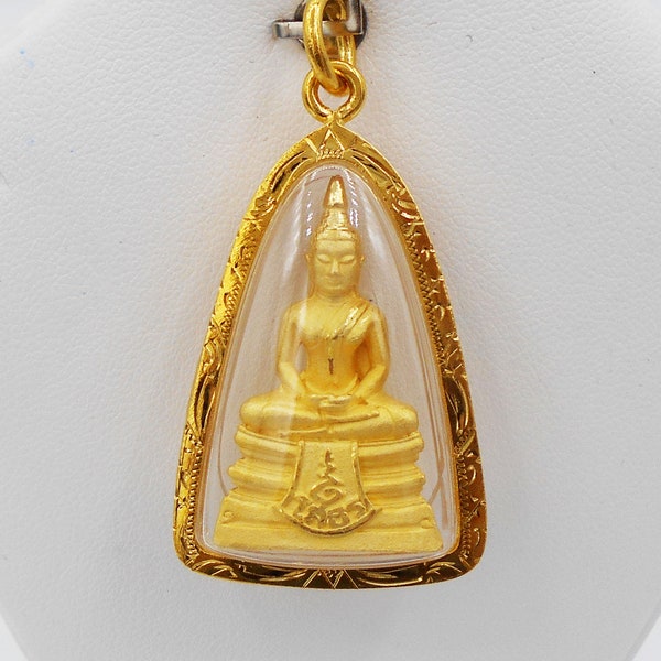 Phra Sothorn Gold Anhänger Charm Thai Buddha Amulett mit Fall 22k Thai Baht Gelbgold Plated