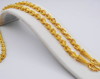 7 MM Necklace Heavy Gold Chain Link 26 Inch 64 Grams 22K 23K 24K Thai Baht Yellow Gold Plated For Men Jewelry Amulet Necklace Buddha