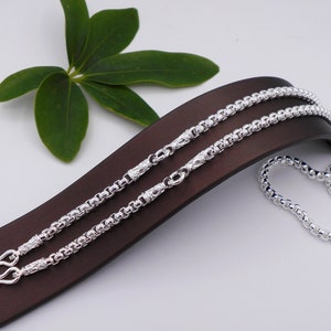 Thai Baht White Gold Plated Brass Chain Necklace - 26 Inch