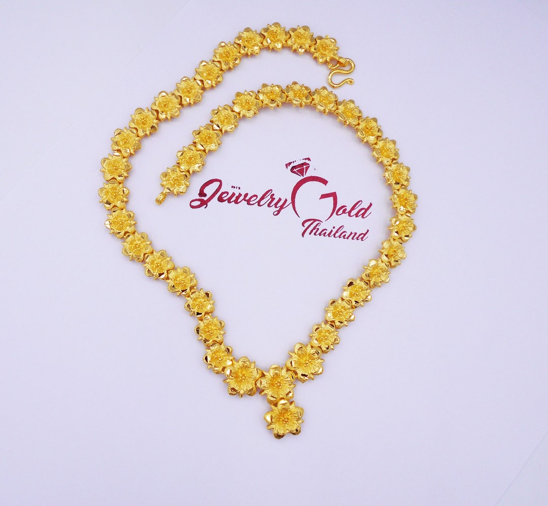 23K Gold Plated Flower Necklace: Thai Baht Handmade Jewelry ,delivered ...