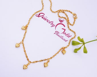 23K Thai Baht Gold Plated Heart Charm Necklace - 16 Inch ,Delivered Duty Paid