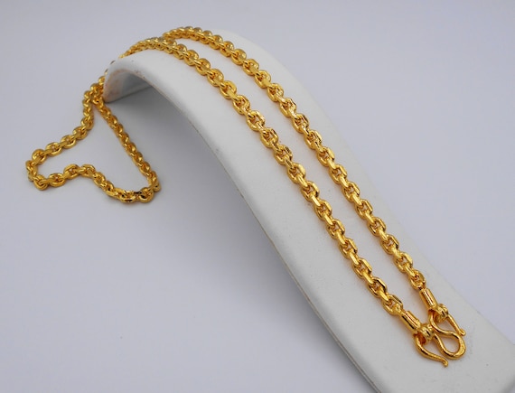 24K Thai Yellow Gold Necklace AMULET SUPER Chain 22