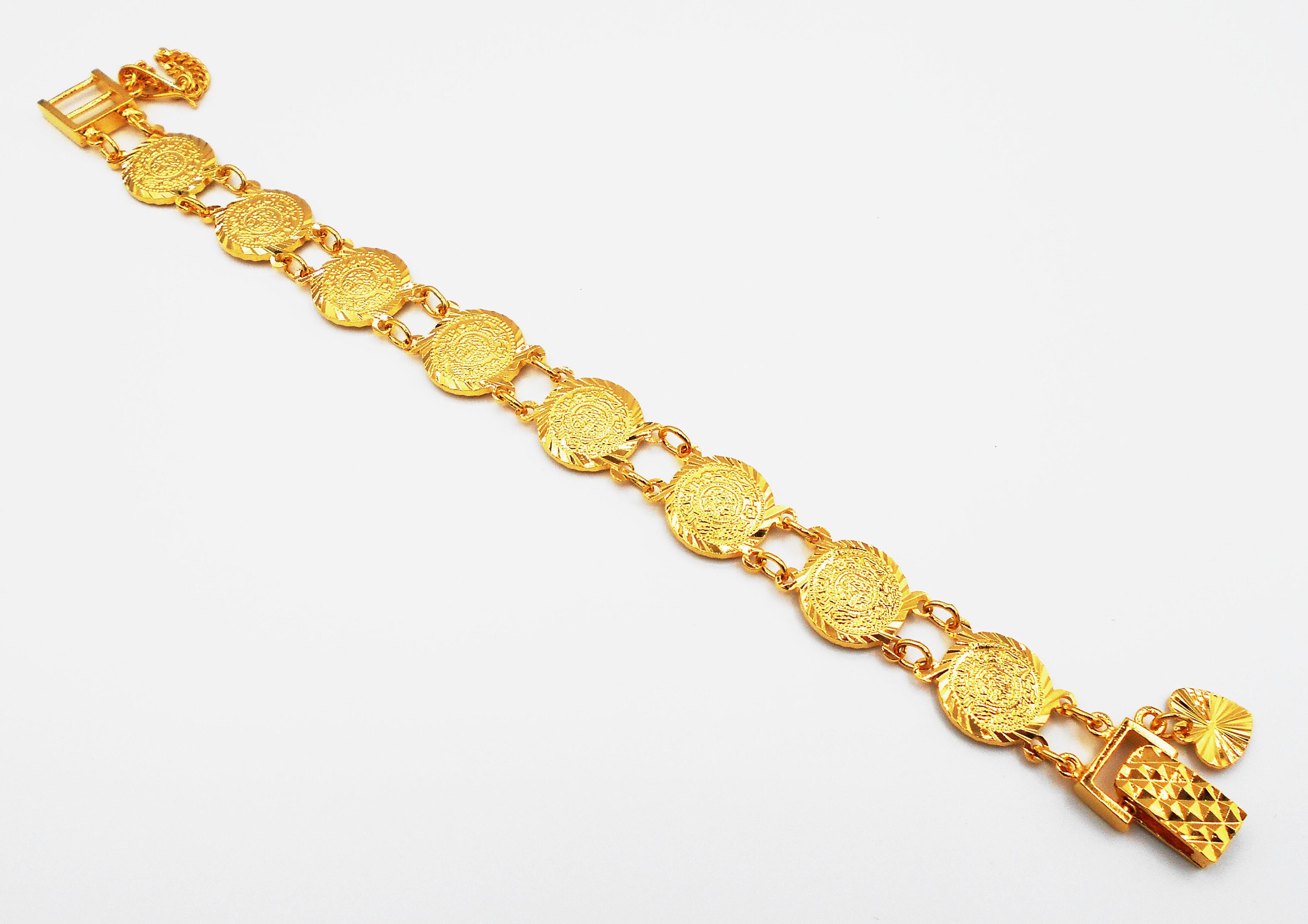 Coins Bracelet Bangle Thai Baht 22k 24k Yellow Gold Plated Etsy