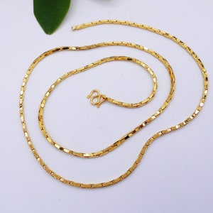2 mm Link Necklace Gold Chain  22K 23K 24K Thai Baht Yellow Gold Plated Jewelry, For Amulet Buddha,Pendant,Necklace Gift From Thailand