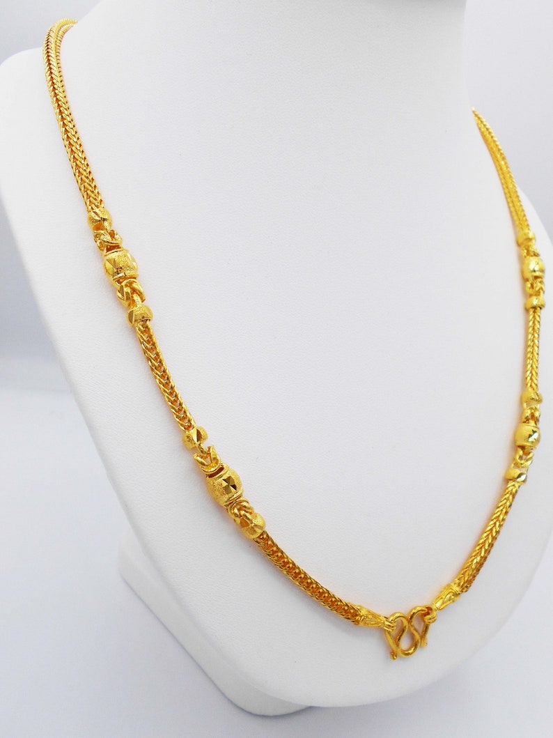 Necklace 24 Inch Gold Beaded Thai Style 22K 23K 24K Thai Baht | Etsy