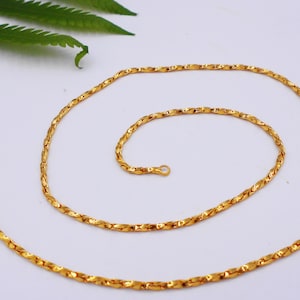 Necklace Chain 22K 23K 24K Thai Baht Yellow Gold Plated For Men, Women Jewelry Necklace Choker 18 inch From Thailand Gifts For Her,Him
