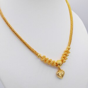 Chain 23k 24k Bracelet Thai Baht Gold Plated Yellow Solid Jewelry Heart