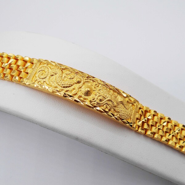 Thai Jewelry Gold Bangle Bracelet 22K 23K 24K Thai Baht Yellow Gold Plated Men's,Women Jewelry Handmade From Thailand