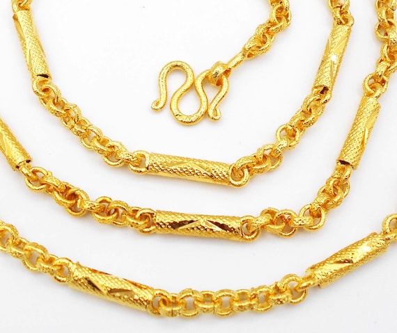 Thai Jewelry Gold Necklace Chain Link 22K 23K 24K Thai Baht Yellow