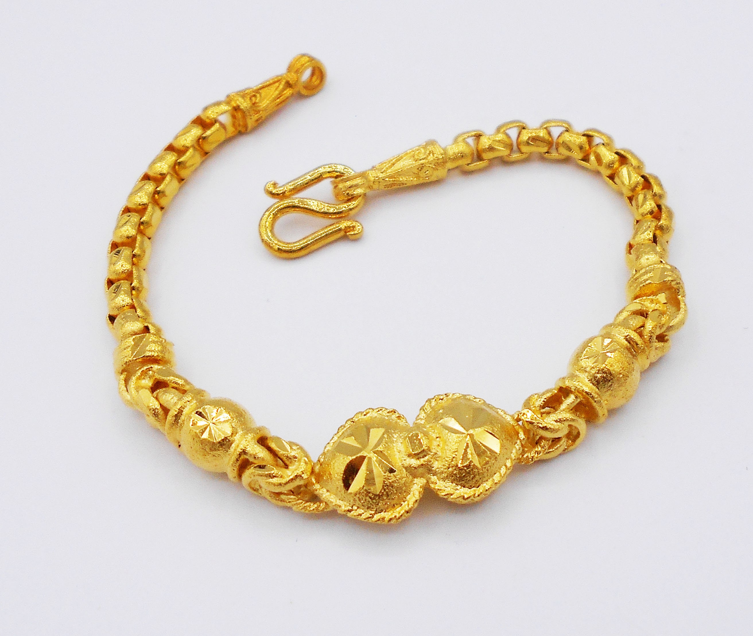 Pure 999 24K Yellow Gold Chain Women Lucky Clover Lip Link Bracelet  1.1-1.3g | eBay