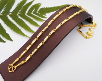 23K Thai Gold Plated Necklace: 3mm Brass Chain, 24 Inch ,Delivered Duty Paid