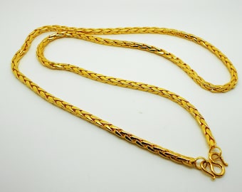Details about   Braid 22K 23K 24K Thai Baht Gold Plated Necklace 24 inch 55 Grams 6 mm Jewelry 