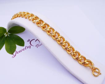 Thai Classic Bracelet: 23K Gold Plated Men's Jewelry, 8 Inch ,Delivered Duty Paid
