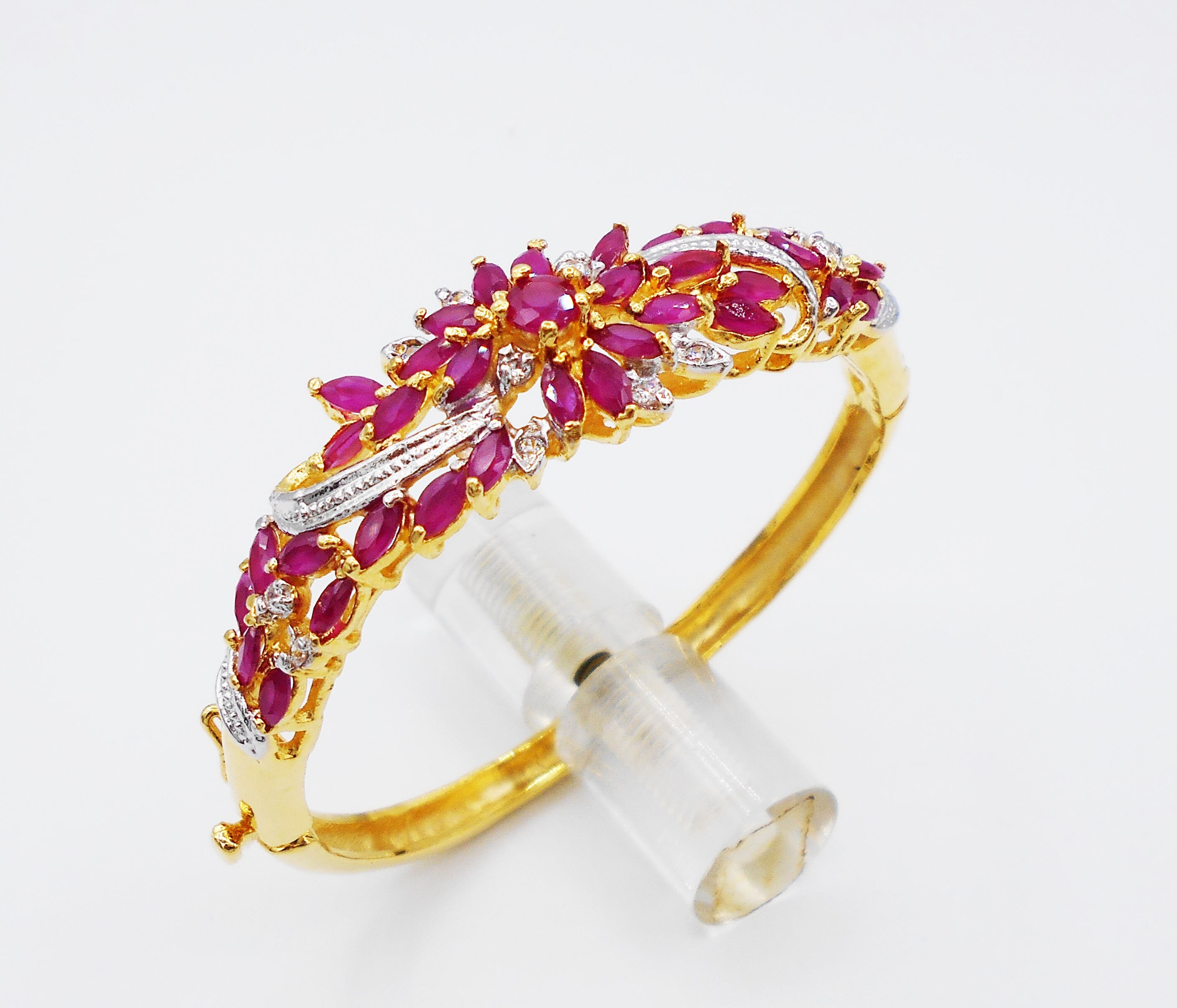 3 Tone Bracelet Bangle CZ Stone 22K 23K 24K Jewelry Yellow Rose White Gold GP 3 Tone Bracelet Bangle CZ Stone 22K 23K 24K Jewelry Yellow Rose White Gold GP