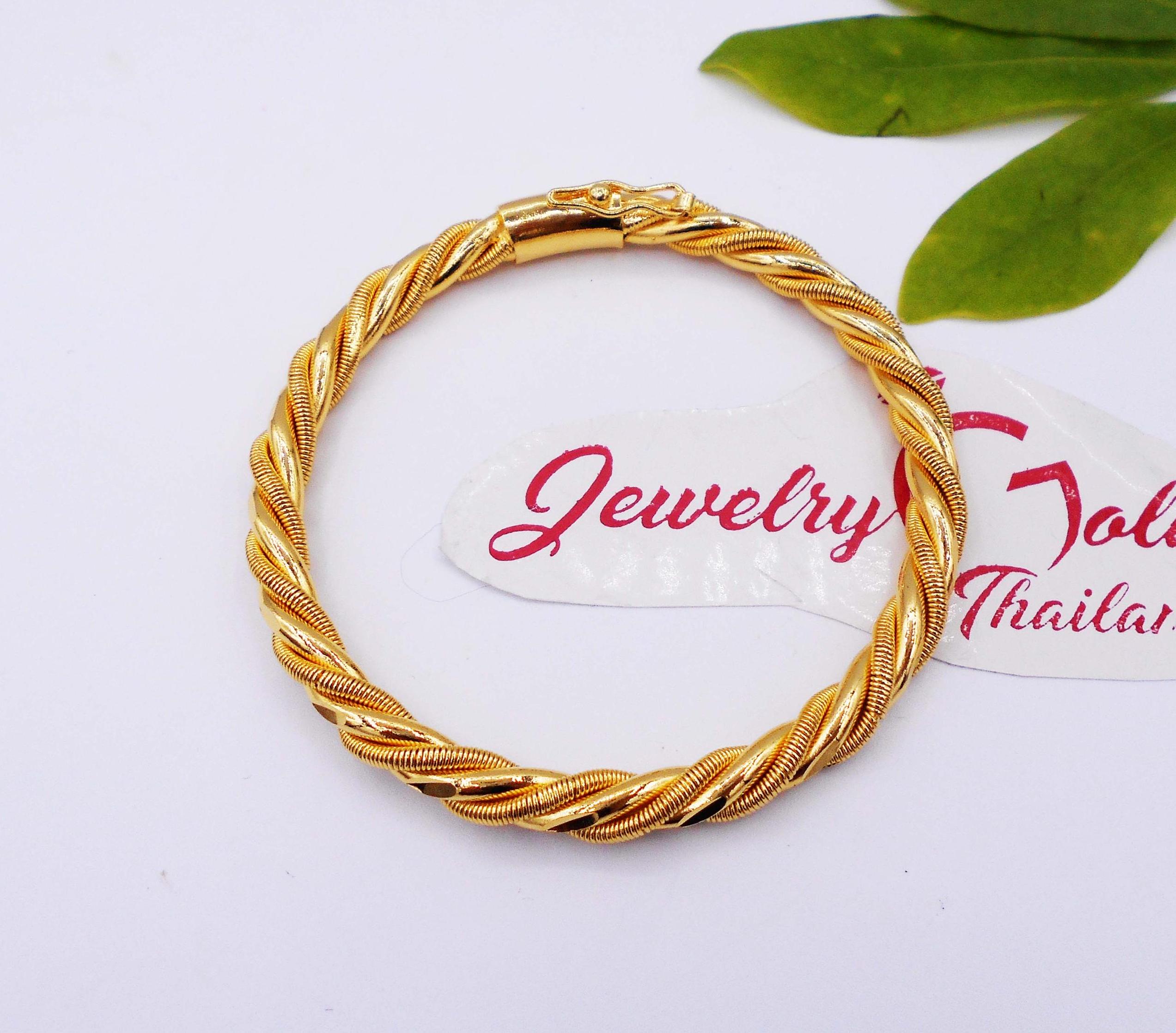 Twist Bracelet Bangle 22K 23K 24K Thai Baht Yellow Gold Plated Women Girl Jewelry Gold Handmade From Thailand