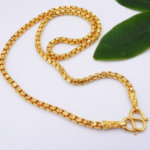 Thai Baht Gold Plated Chain Necklace: 22K-24K Brass Jewelry
