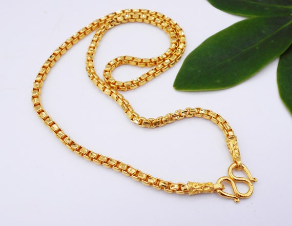 Pendant Baht Gold Chain Thai Baht Gold Plated Chain Necklace: 22K