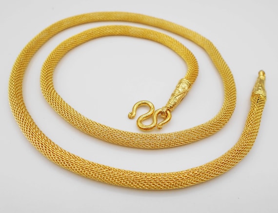 Chain 22K 23K 24K THAI BAHT GOLD GP NECKLACE 24 inch Jewelry 44 Grams 4 mm  | eBay