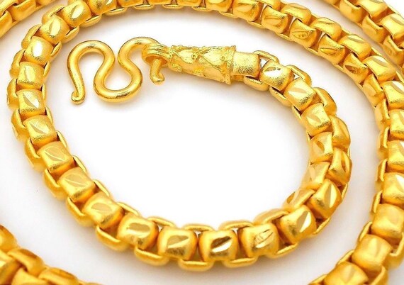 7 Mm Necklace Gold Chain 26 Inch110 Grams 22k 23k 24k Thai Etsy