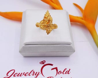 Phaya Naga Ring Gold Thai Jewelry  22K 23K 24K Thai Baht Yellow Gold Plated  Jewelry Women Men's Handmade From Thailand