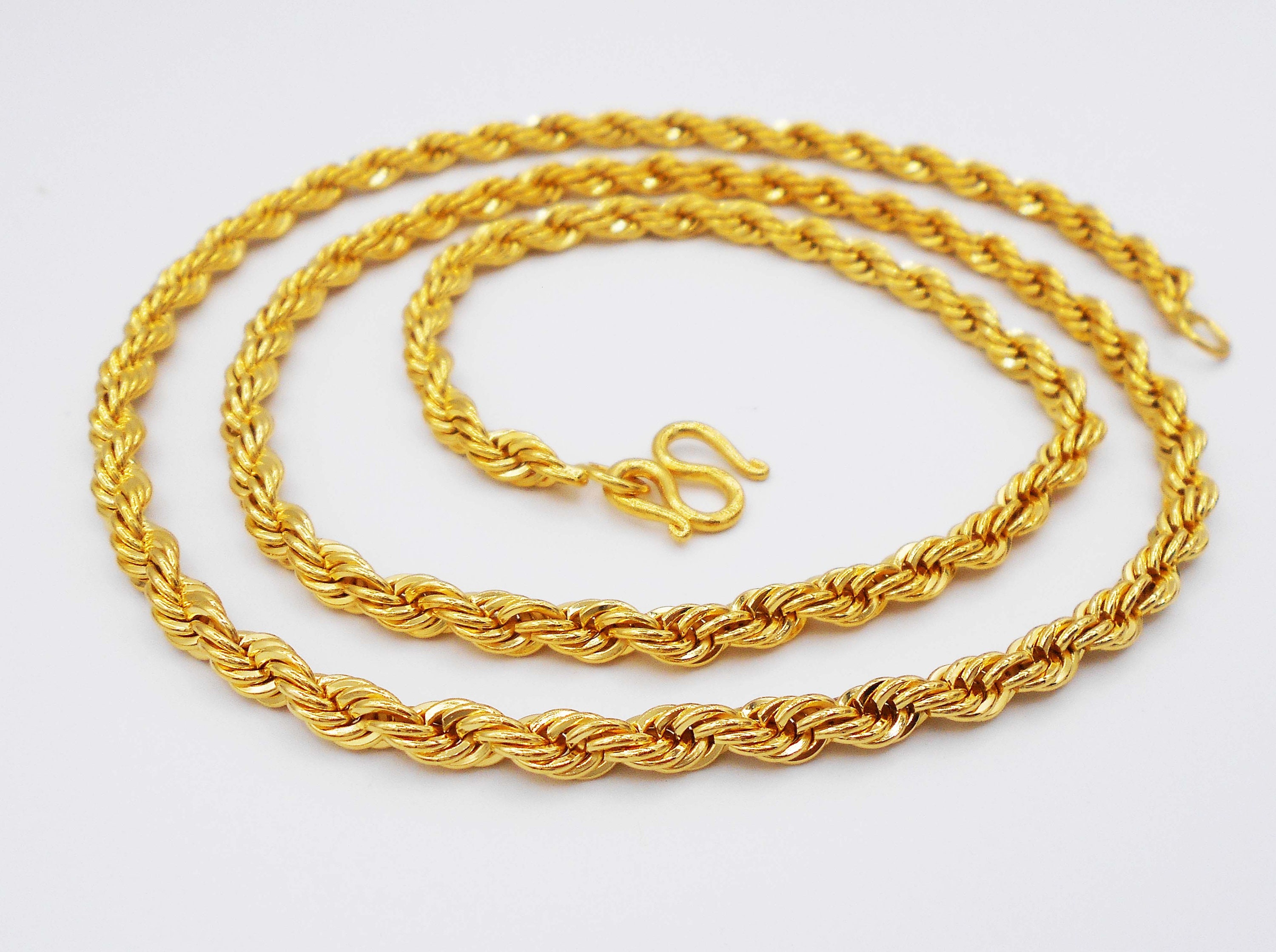 Chain 22K 23K 24K THAI BAHT GOLD GP NECKLACE 26 Inch 55 Grams 5 mm Jewelry 
