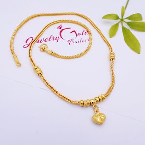 Thai Baht Gold Plated Heart Pendant Necklace: Handmade Women&#39;s Jewelry